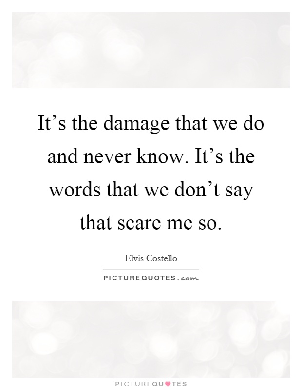 It's the damage that we do and never know. It's the words that we don't say that scare me so Picture Quote #1