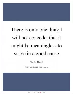There is only one thing I will not concede: that it might be meaningless to strive in a good cause Picture Quote #1