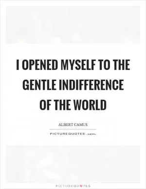 I opened myself to the gentle indifference of the world Picture Quote #1