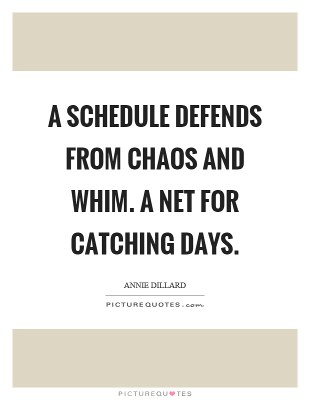 A schedule defends from chaos and whim. A net for catching days Picture Quote #1