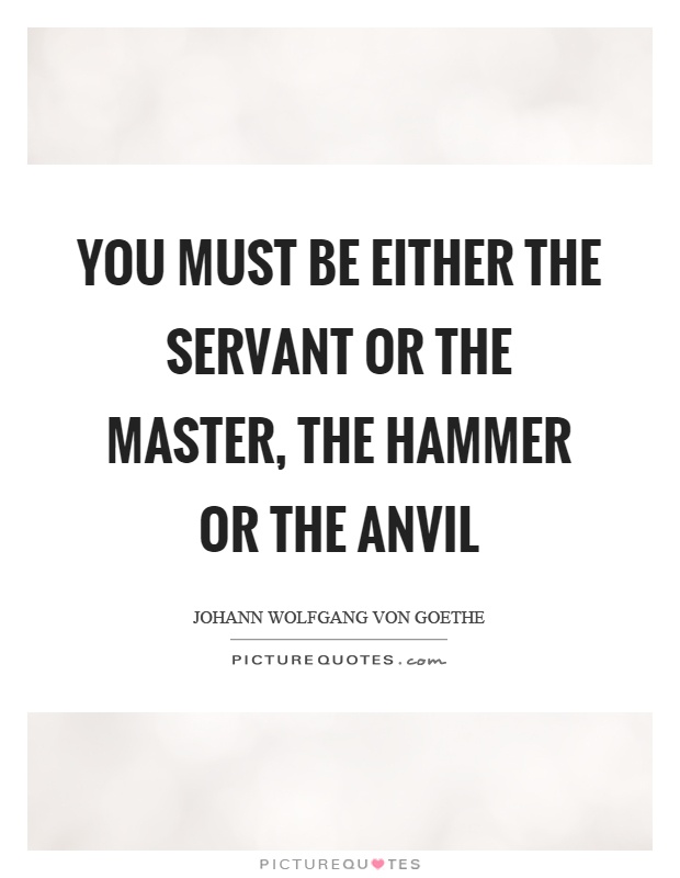 You must be either the servant or the master, the hammer or the anvil Picture Quote #1