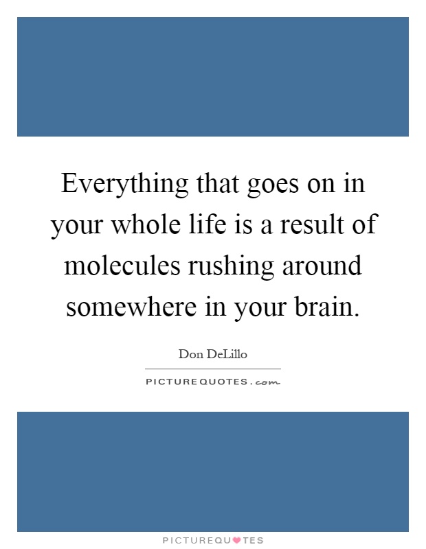 Everything that goes on in your whole life is a result of molecules rushing around somewhere in your brain Picture Quote #1