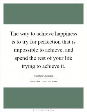 The way to achieve happiness is to try for perfection that is impossible to achieve, and spend the rest of your life trying to achieve it Picture Quote #1