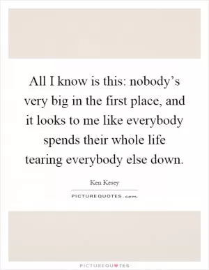 All I know is this: nobody’s very big in the first place, and it looks to me like everybody spends their whole life tearing everybody else down Picture Quote #1