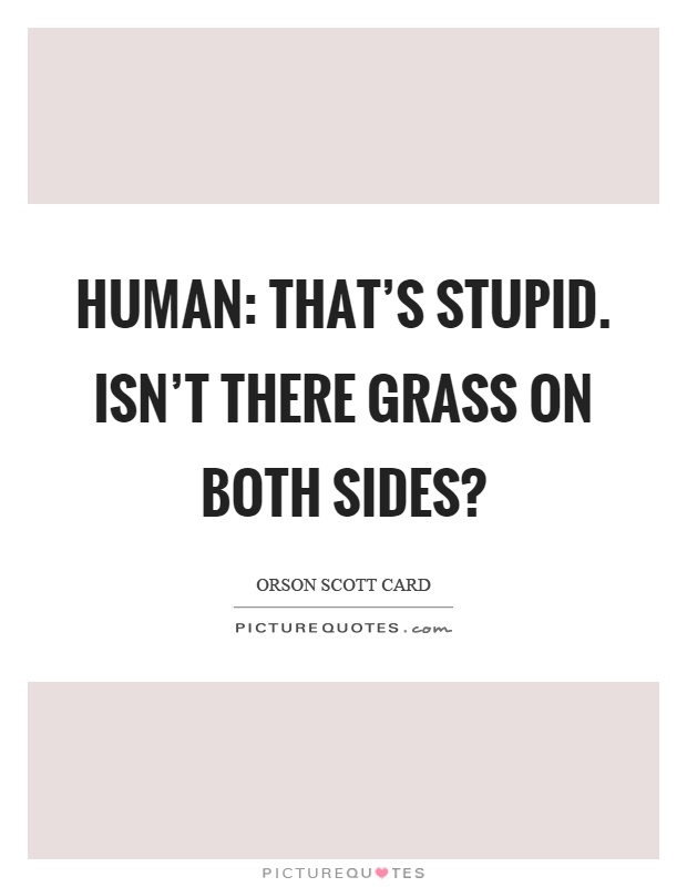 Human: That's stupid. Isn't there grass on both sides? Picture Quote #1