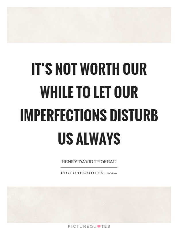 It's not worth our while to let our imperfections disturb us always Picture Quote #1