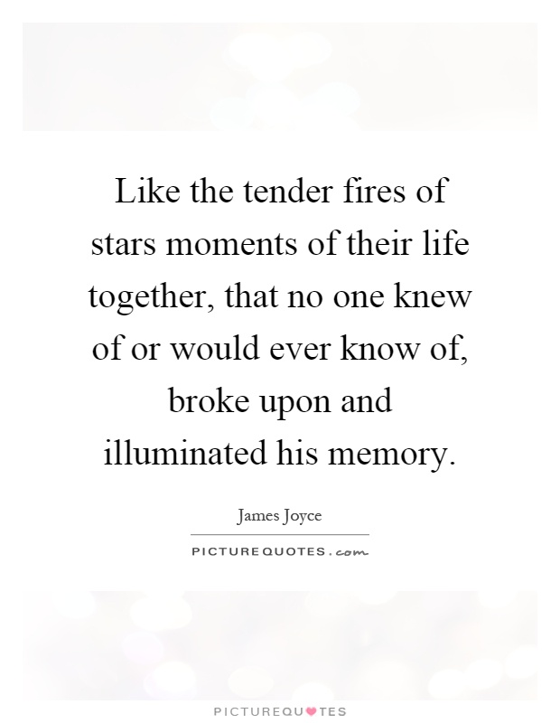 Like the tender fires of stars moments of their life together, that no one knew of or would ever know of, broke upon and illuminated his memory Picture Quote #1