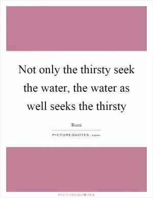 Not only the thirsty seek the water, the water as well seeks the thirsty Picture Quote #1