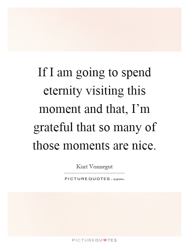 If I am going to spend eternity visiting this moment and that, I'm grateful that so many of those moments are nice Picture Quote #1