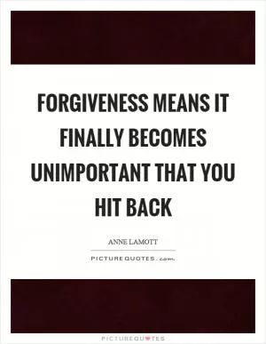 Forgiveness means it finally becomes unimportant that you hit back Picture Quote #1