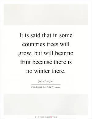 It is said that in some countries trees will grow, but will bear no fruit because there is no winter there Picture Quote #1