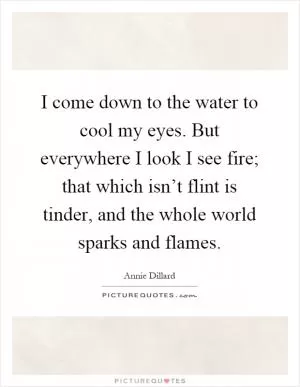 I come down to the water to cool my eyes. But everywhere I look I see fire; that which isn’t flint is tinder, and the whole world sparks and flames Picture Quote #1