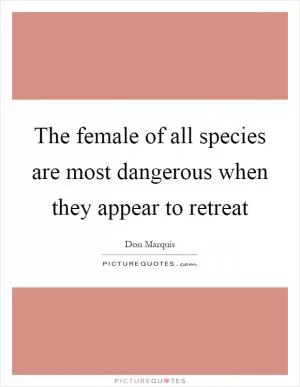 The female of all species are most dangerous when they appear to retreat Picture Quote #1