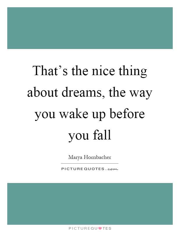 That's the nice thing about dreams, the way you wake up before you fall Picture Quote #1