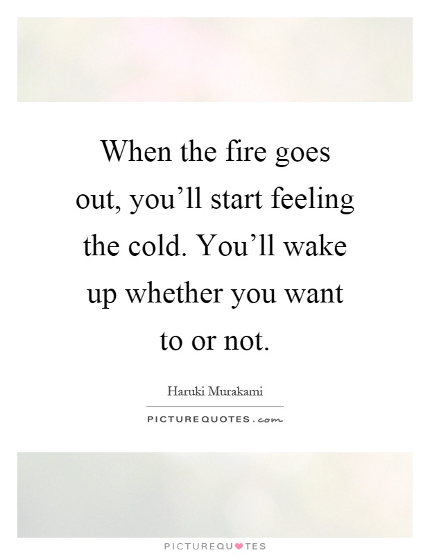 When the fire goes out, you'll start feeling the cold. You'll wake up whether you want to or not Picture Quote #1