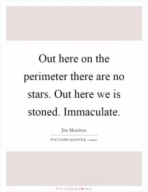 Out here on the perimeter there are no stars. Out here we is stoned. Immaculate Picture Quote #1