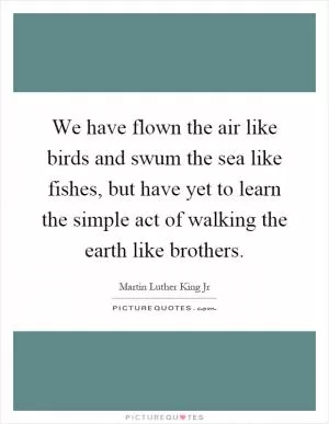 We have flown the air like birds and swum the sea like fishes, but have yet to learn the simple act of walking the earth like brothers Picture Quote #1