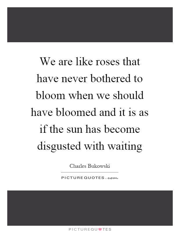 We are like roses that have never bothered to bloom when we should have bloomed and it is as if the sun has become disgusted with waiting Picture Quote #1
