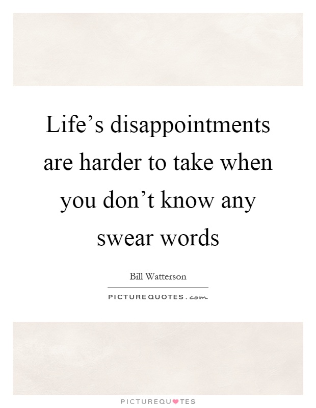 Life's disappointments are harder to take when you don't know any swear words Picture Quote #1