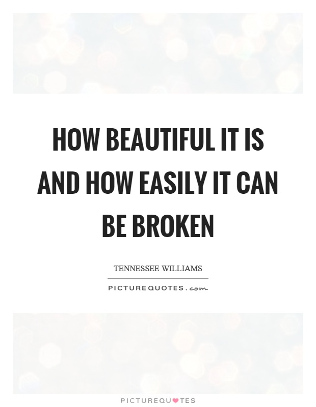 How beautiful it is and how easily it can be broken Picture Quote #1