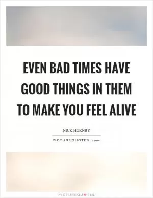 Even bad times have good things in them to make you feel alive Picture Quote #1