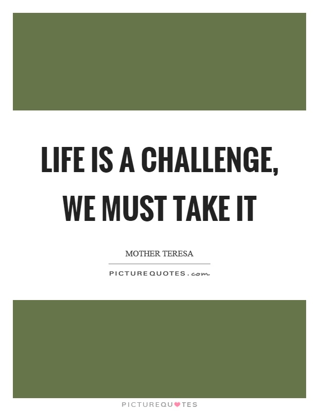 Life is a challenge, we must take it Picture Quote #1