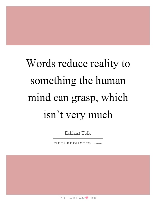 Words reduce reality to something the human mind can grasp, which isn't very much Picture Quote #1