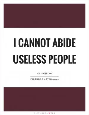 I cannot abide useless people Picture Quote #1