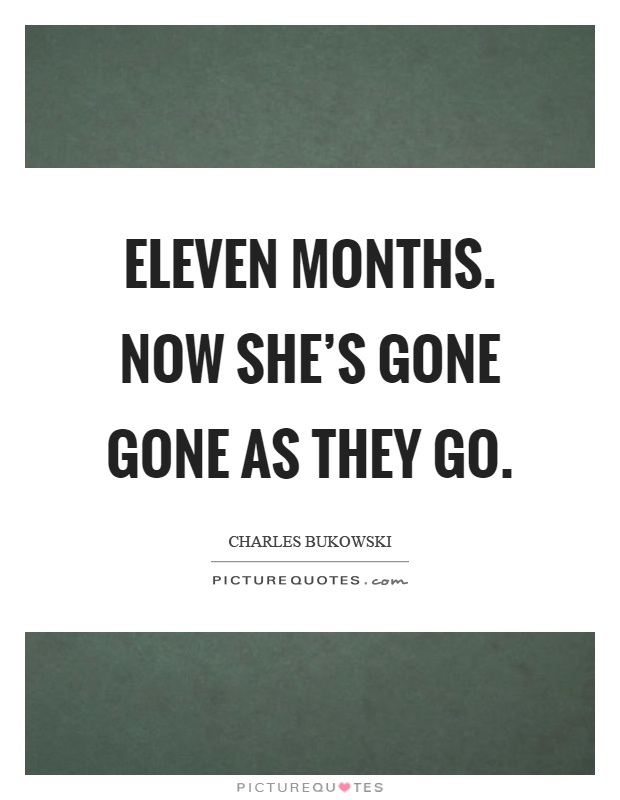 Eleven months. now she's gone gone as they go Picture Quote #1
