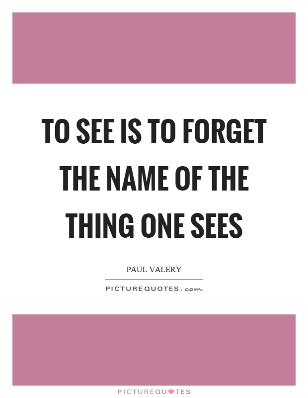 To see is to forget the name of the thing one sees Picture Quote #1