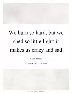We burn so hard, but we shed so little light; it makes us crazy and sad Picture Quote #1