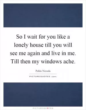 So I wait for you like a lonely house till you will see me again and live in me. Till then my windows ache Picture Quote #1