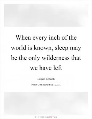 When every inch of the world is known, sleep may be the only wilderness that we have left Picture Quote #1