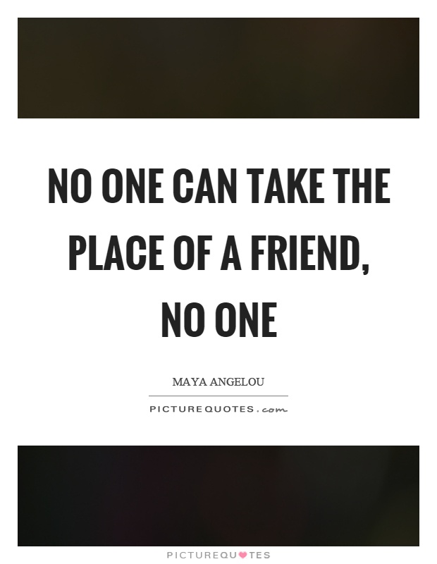 No one can take the place of a friend, no one Picture Quote #1