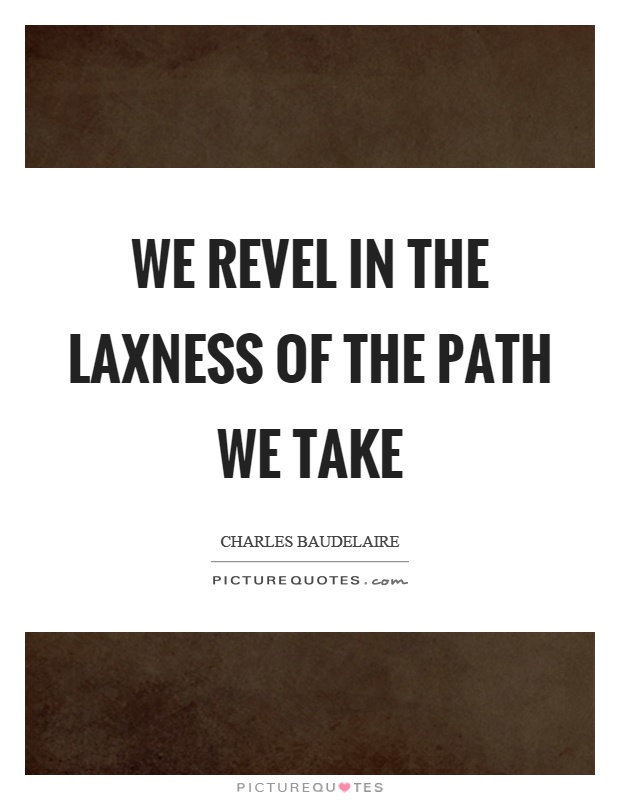 We revel in the laxness of the path we take Picture Quote #1