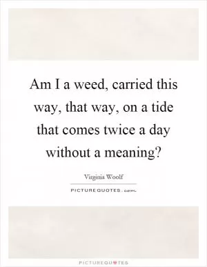 Am I a weed, carried this way, that way, on a tide that comes twice a day without a meaning? Picture Quote #1
