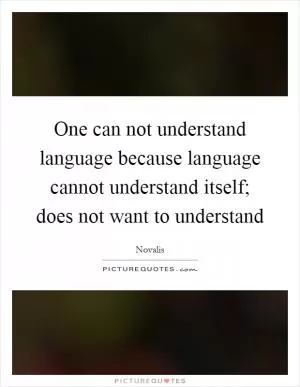 One can not understand language because language cannot understand itself; does not want to understand Picture Quote #1