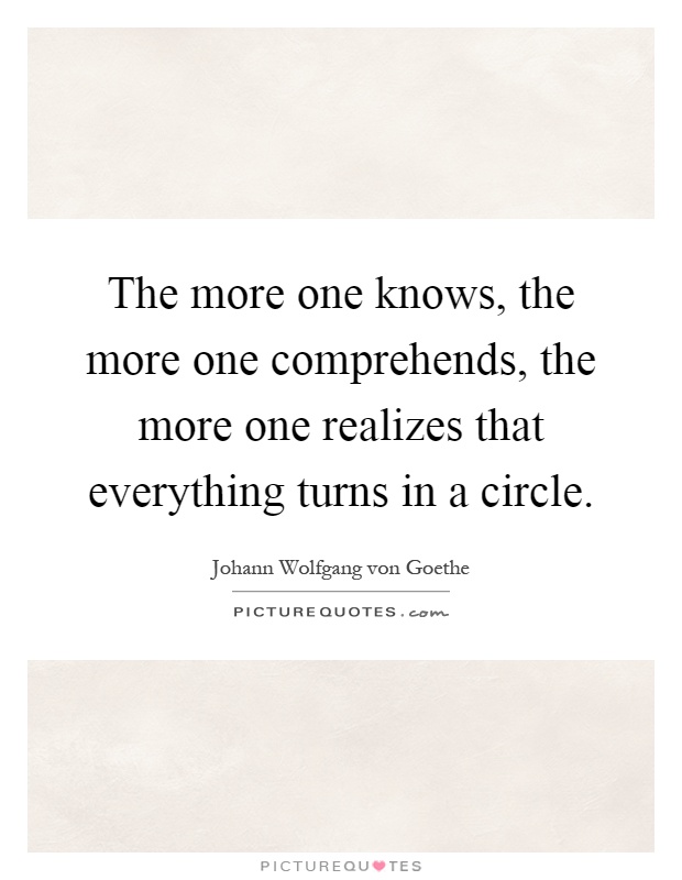 The more one knows, the more one comprehends, the more one realizes that everything turns in a circle Picture Quote #1