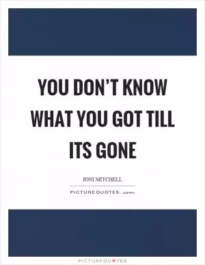 You don’t know what you got till its gone Picture Quote #1