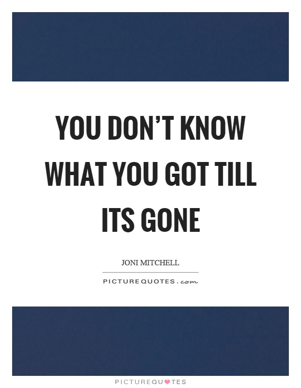 You don't know what you got till its gone Picture Quote #1