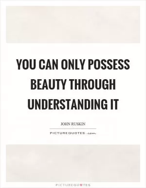 You can only possess beauty through understanding it Picture Quote #1