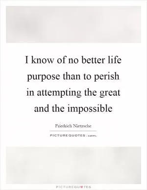 I know of no better life purpose than to perish in attempting the great and the impossible Picture Quote #1