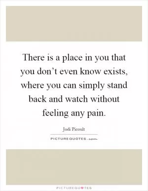 There is a place in you that you don’t even know exists, where you can simply stand back and watch without feeling any pain Picture Quote #1