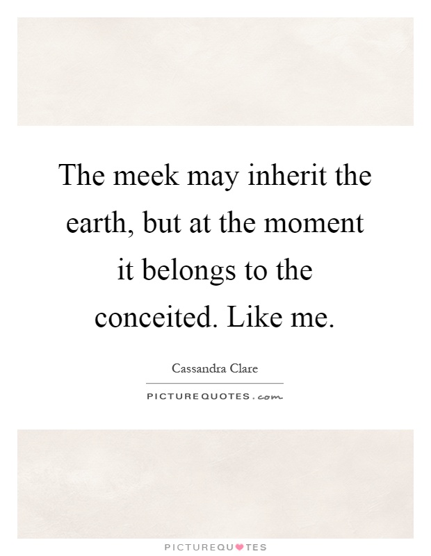 The meek may inherit the earth, but at the moment it belongs to the conceited. Like me Picture Quote #1