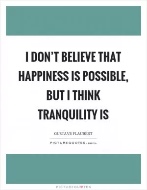 I don’t believe that happiness is possible, but I think tranquility is Picture Quote #1