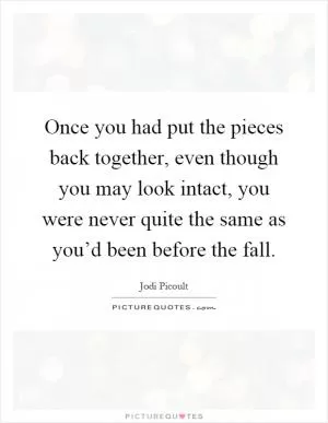 Once you had put the pieces back together, even though you may look intact, you were never quite the same as you’d been before the fall Picture Quote #1
