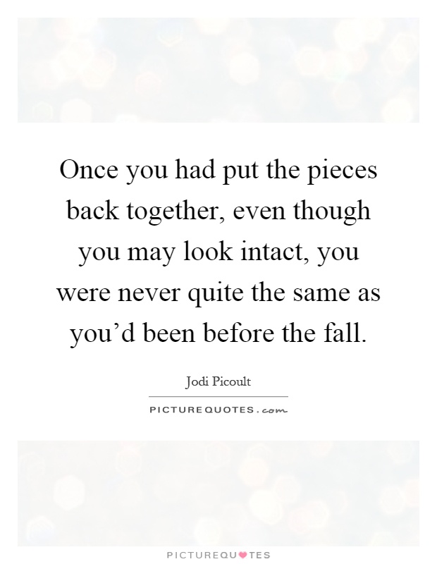 Once you had put the pieces back together, even though you may look intact, you were never quite the same as you'd been before the fall Picture Quote #1