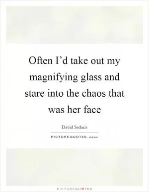 Often I’d take out my magnifying glass and stare into the chaos that was her face Picture Quote #1