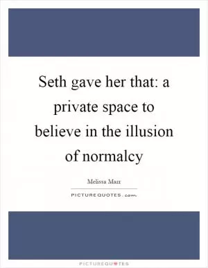 Seth gave her that: a private space to believe in the illusion of normalcy Picture Quote #1
