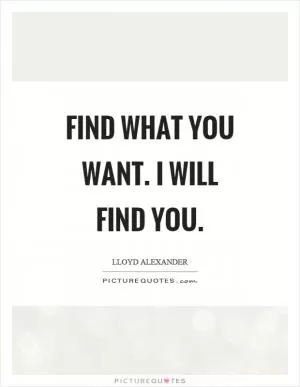 Find what you want. I will find you Picture Quote #1